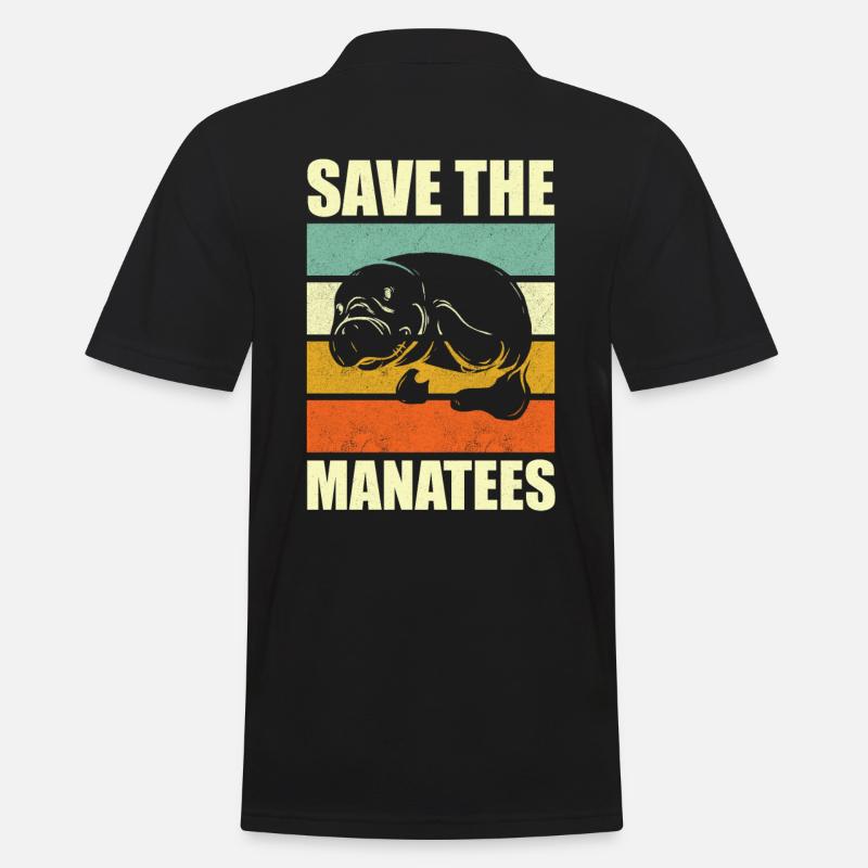 Save the Manatess - Männer Poloshirt - Schwarz