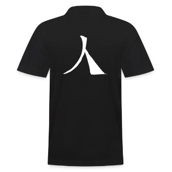 Human Chinese Script Character Symbol - Men's Polo Shirt - black - Back - Kai (181cm)