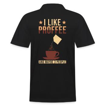 Proffee Spruch Protein Kaffee Lustig Proffee - Männer Poloshirt - Schwarz - Hinten - Kai (181cm)