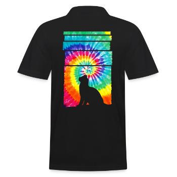 Cat Hippie Tie Dye - Men's Polo Shirt - black - Back - Kai (181cm)