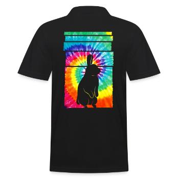 Rabbit Hippie Tie Dye - Männer Poloshirt - Schwarz - Hinten - Kai (181cm)