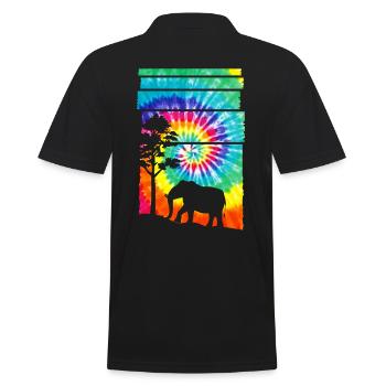 Afrika Safari Elefant - Männer Poloshirt - Schwarz - Hinten - Kai (181cm)