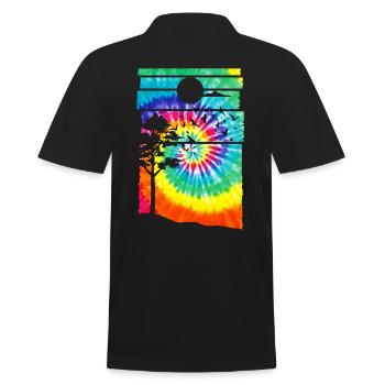 Wald Hippie Batik Natur Bäume Wald - Männer Poloshirt - Schwarz - Hinten - Kai (181cm)
