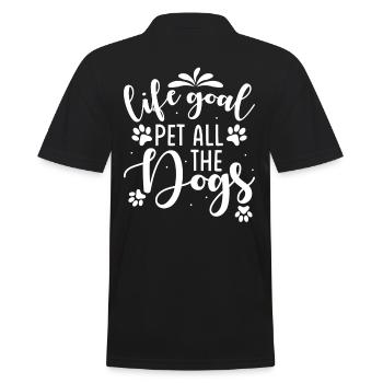 Hunde Spruch Lebensziel Alle Hunde streicheln - Männer Poloshirt - Schwarz - Hinten - Kai (181cm)