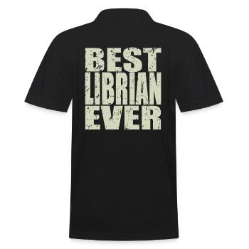 Best Librarian ever Librarian Gift - Men's Polo Shirt - black - Back - Kai (181cm)