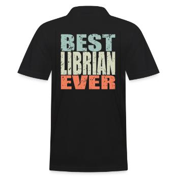 Best Librarian ever Librarian Gift - Men's Polo Shirt - black - Back - Kai (181cm)