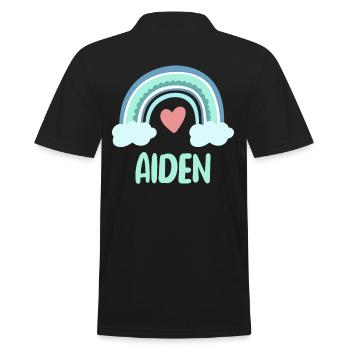 Aiden Name Regenbogen Baby - Männer Poloshirt - Schwarz - Hinten - Kai (181cm)