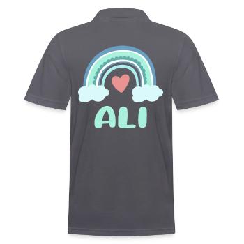 Ali Name Rainbow Baby - Men's Polo Shirt - charcoal grey - Back - Nico (186cm)
