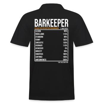 Barkeeper tageswerte Lustiger Barkeeper - Männer Poloshirt - Schwarz - Hinten - Kai (181cm)