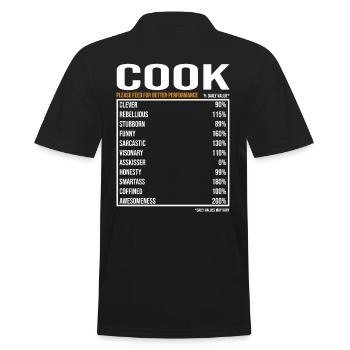 Koch tageswerte Lustiger Koch - Männer Poloshirt - Schwarz - Hinten - Kai (181cm)