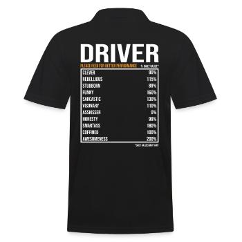 Fahrer tageswerte Lustiger Fahrer - Männer Poloshirt - Schwarz - Hinten - Kai (181cm)