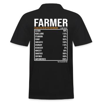 Farmer of the day Funny farmer - Men's Polo Shirt - black - Back - Kai (181cm)