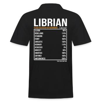 Librarian Daily Values Funny Librarian - Men's Polo Shirt - black - Back - Kai (181cm)