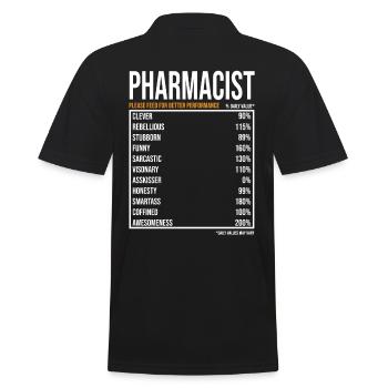 Pharmacists Daily Values Funny Pharmacist - Men's Polo Shirt - black - Back - Kai (181cm)