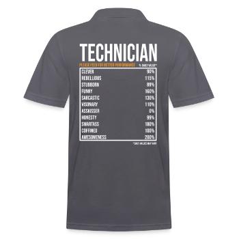 Valeurs quotidiennes du technicien - Polo Homme - charbon - Dos - Nico (186cm)