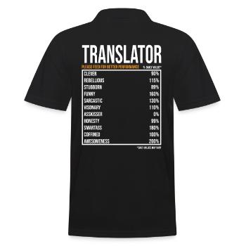 Valeurs quotidiennes du traducteur - Polo Homme - noir - Dos - Kai (181cm)