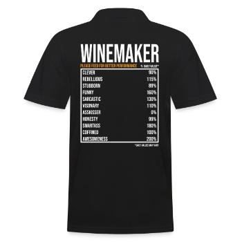 Vignerons de valeur quotidienne Drôle de vigneron - Polo Homme - noir - Dos - Kai (181cm)