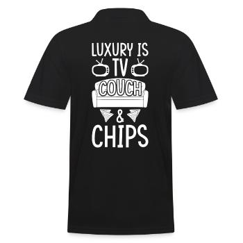 TV Sofa Chips - Men's Polo Shirt - black - Back - Kai (181cm)
