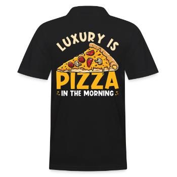 Pizza Breakfast Luxus Ist Pizza Am Morgen - Männer Poloshirt - Schwarz - Hinten - Kai (181cm)