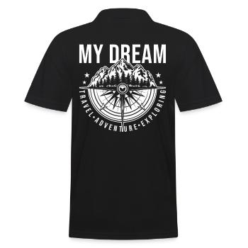 Travel Adventure Discover Saying Mountains - Men's Polo Shirt - black - Back - Kai (181cm)
