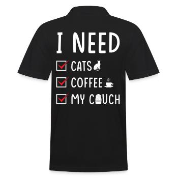 katzen Kaffee Couch - Männer Poloshirt - Schwarz - Hinten - Kai (181cm)