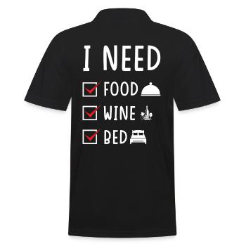 Food Wine Bed - Men's Polo Shirt - black - Back - Kai (181cm)