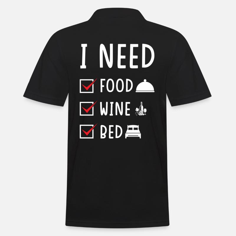 Essen Wein Bett - Männer Poloshirt - Schwarz