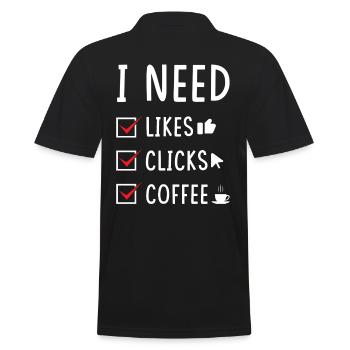 Social Media Likes Clicks Coffee - Men's Polo Shirt - black - Back - Kai (181cm)