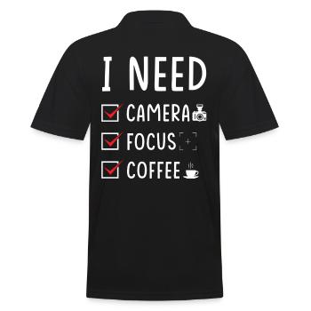 Photographer Camera Focus Coffee - Men's Polo Shirt - black - Back - Kai (181cm)