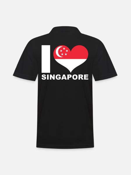 J’adore Singapour drapeau du cœur Singapour - Polo Homme - noir