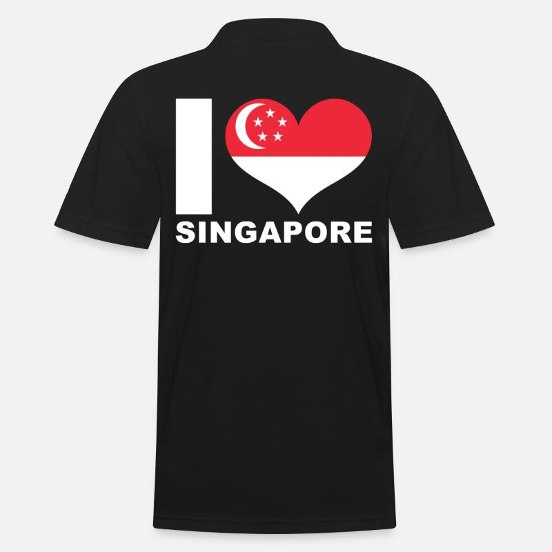J’adore Singapour drapeau du cœur Singapour - Polo Homme - noir