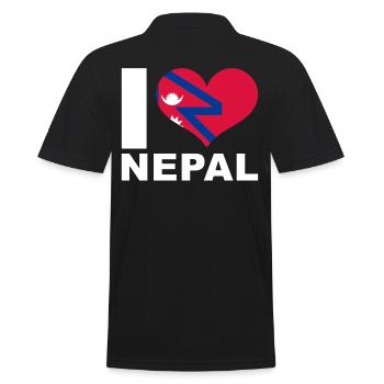 I love Nepal heart flag Nepal - Men's Polo Shirt - black - Back - Kai (181cm)