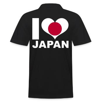 J’adore le drapeau du cœur du Japon - Polo Homme - noir - Dos - Kai (181cm)
