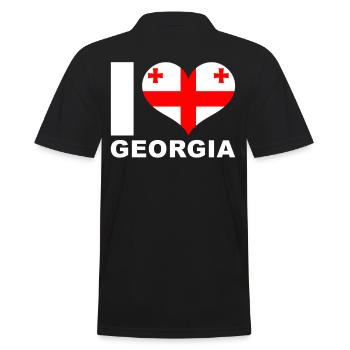 Ich liebe Georgien Herz Flagge Georgien - Männer Poloshirt - Schwarz - Hinten - Kai (181cm)