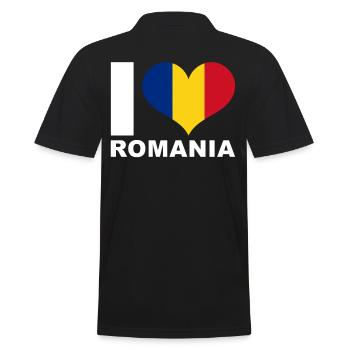 J’aime la Roumanie drapeau du cœur Roumanie - Polo Homme - noir - Dos - Kai (181cm)