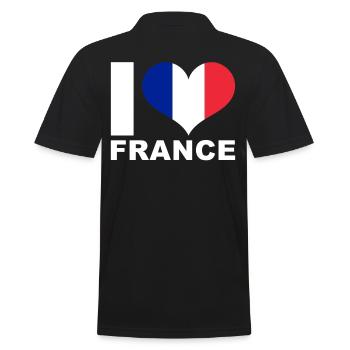 J’aime la France drapeau du cœur France - Polo Homme - noir - Dos - Kai (181cm)