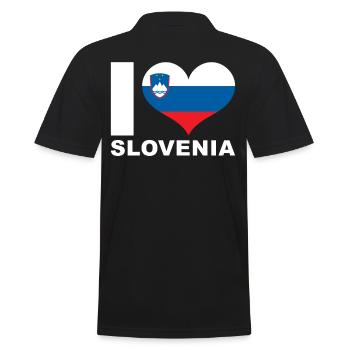 Ich liebe Slowenien Herz Flagge Slowenien - Männer Poloshirt - Schwarz - Hinten - Kai (181cm)