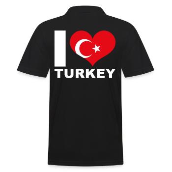 J’aime la Turquie drapeau du cœur Turquie - Polo Homme - noir - Dos - Kai (181cm)