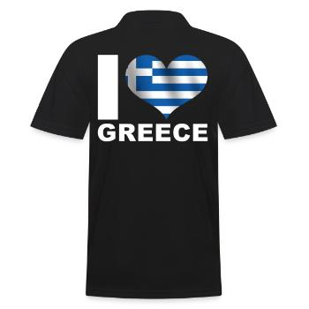 I love Greece heart flag Greece - Men's Polo Shirt - black - Back - Kai (181cm)