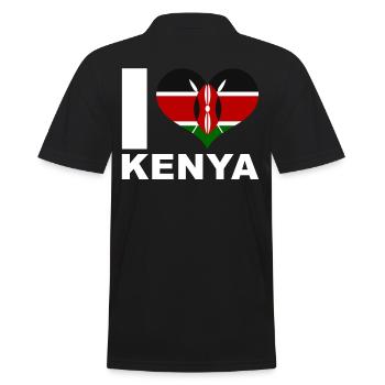 I love Kenya heart flag Kenya - Men's Polo Shirt - black - Back - Kai (181cm)