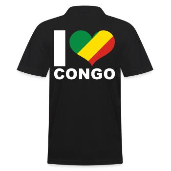 J’aime le drapeau du cœur du Congo Congo - Polo Homme - noir - Dos - Kai (181cm)