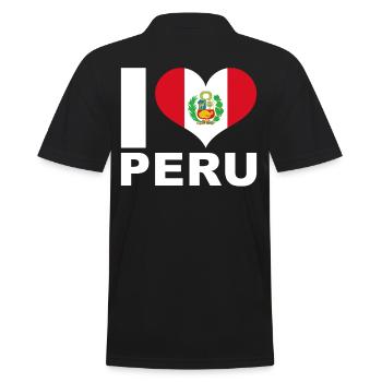Ich liebe Peru Herz Flagge Peru - Männer Poloshirt - Schwarz - Hinten - Kai (181cm)