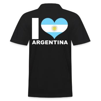 J’aime l’Argentine drapeau du cœur Argentine - Polo Homme - noir - Dos - Kai (181cm)