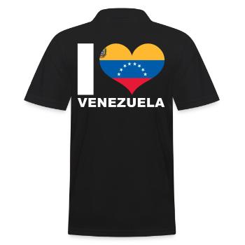 I love Venezuela heart flag Venezuela - Men's Polo Shirt - black - Back - Kai (181cm)