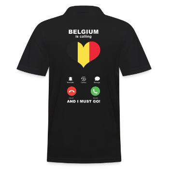 Belgien is calling Belgien Herz Souvenir - Männer Poloshirt - Schwarz - Hinten - Kai (181cm)