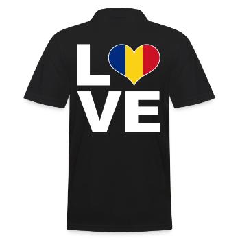 J’aime la Roumanie drapeau du cœur Roumanie - Polo Homme - noir - Dos - Kai (181cm)