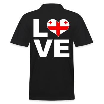 Ich liebe Georgien Herz Flagge Georgien - Männer Poloshirt - Schwarz - Hinten - Kai (181cm)
