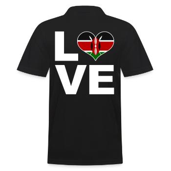 I love Kenya heart flag Kenya - Men's Polo Shirt - black - Back - Kai (181cm)