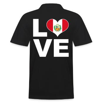 Ich liebe Peru Herz Flagge Peru - Männer Poloshirt - Schwarz - Hinten - Kai (181cm)