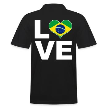 J’aime le drapeau du cœur du Brésil - Polo Homme - noir - Dos - Kai (181cm)